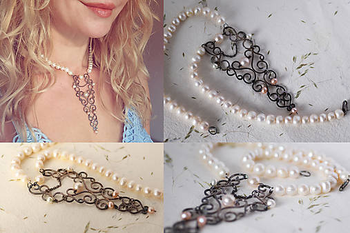 Strieborný perlový náhrdelník - Lady Pearls