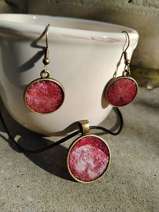 Sady šperkov - sada medailóna s náušnicami "cesta" - 17939875_