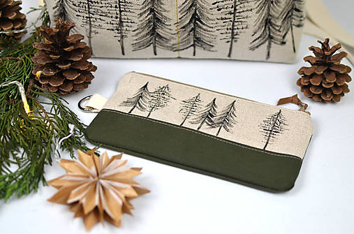 Kabelka malá (bavlna, ľan, koža) STROMY green