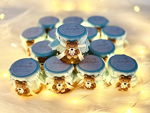 Darčeky pre svadobčanov - Minimedík na krstiny Macko - 17939427_