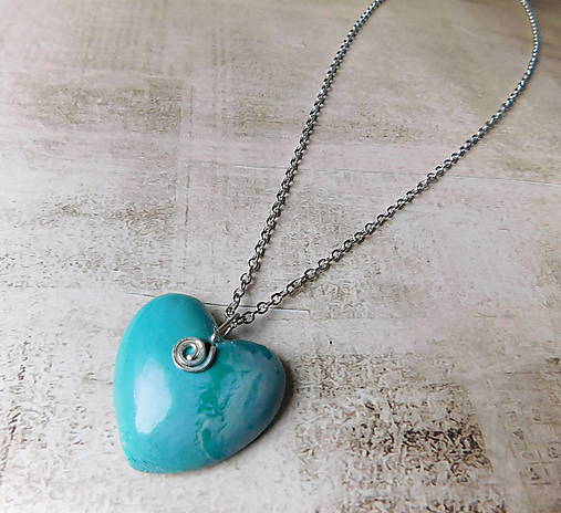 Náhrdelníky - náhrdelník tyrkys srdce - Výpredaj všetkého! - 17940372_