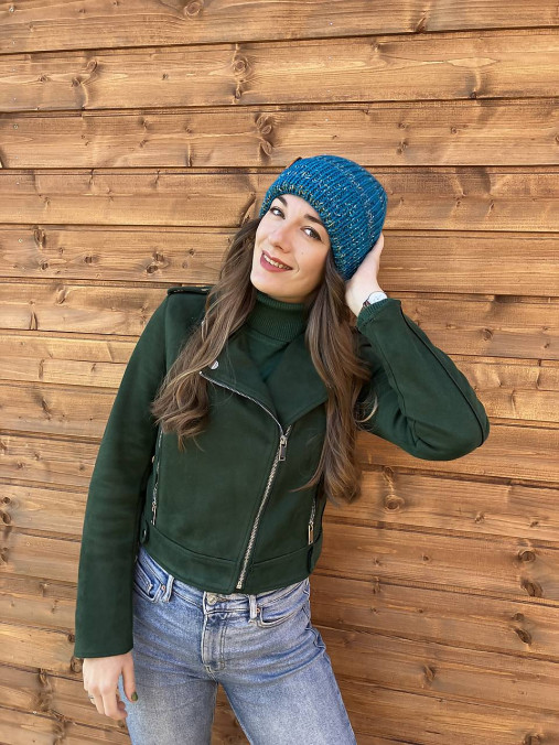 Čiapky, čelenky, klobúky - Tyrkysová melírovaná čiapka - 17941691_