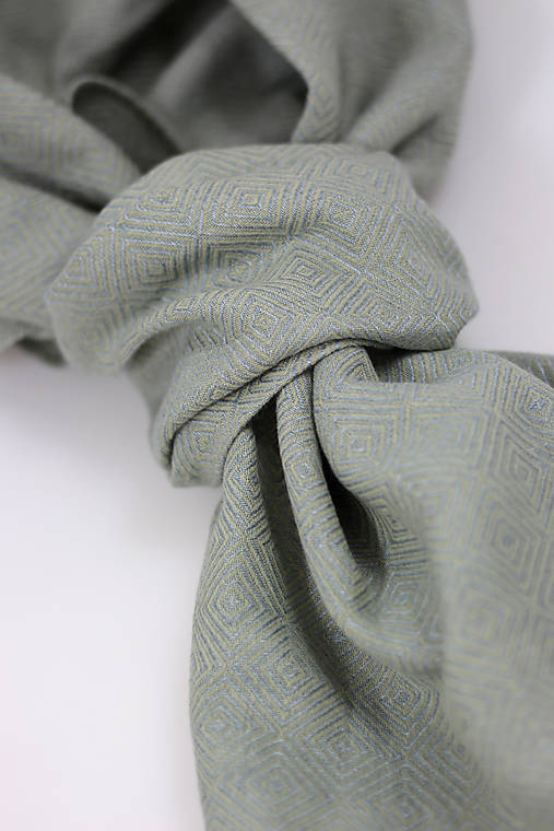 Exkluzívny pánsky šál z ľanu a bavlny – šedozelený s diamantovým vzorom
