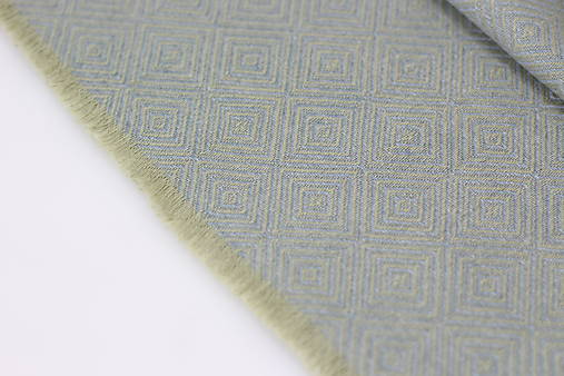 Exkluzívny pánsky šál z ľanu a bavlny – šedozelený s diamantovým vzorom
