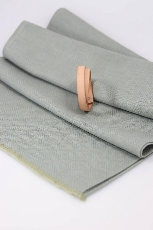 Exkluzívny pánsky šál z ľanu a bavlny – šedozelený s diamantovým vzorom