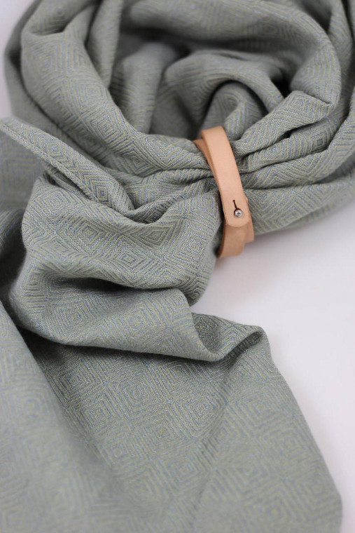 Exkluzívny pánsky šál z ľanu a bavlny – šedozelený s diamantovým vzorom