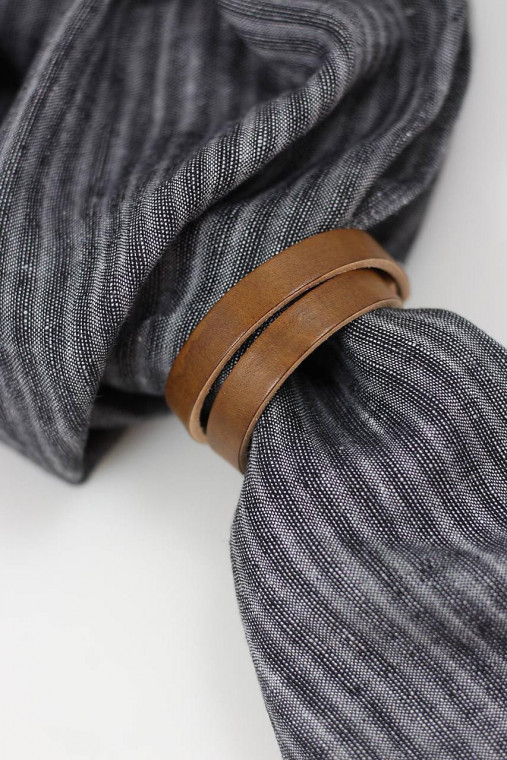 Pánska ľanová šatka – čiernošedá s jemným prúžkom, vianočný darček pre neho