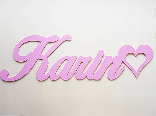 80cm drevené závesné meno na stenu + srdiečko