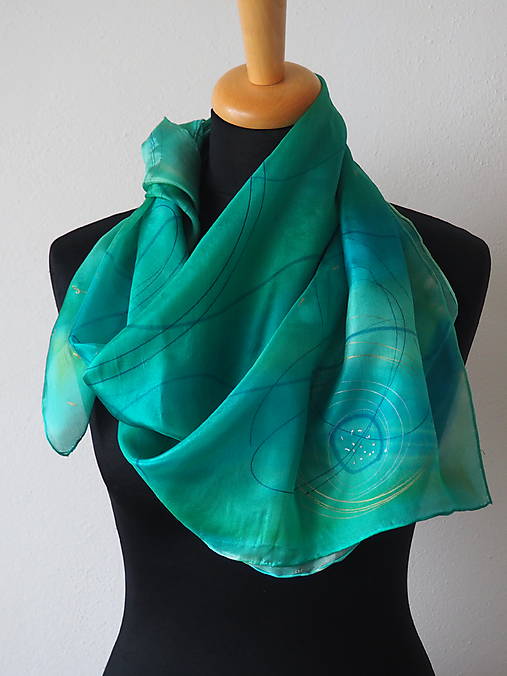 Šatky - Hodvábna šatka ručne maľovaná 275 - 17938914_