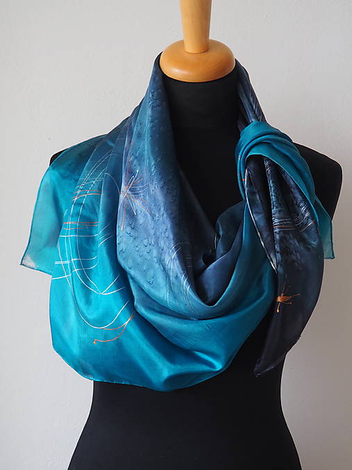 Šatky - Hodvábna šatka ručne maľovaná 286 - 17940313_