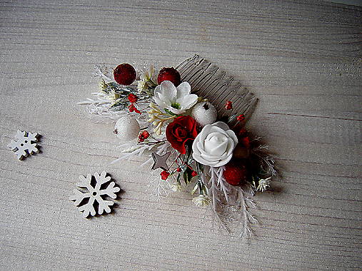 Ozdoby do vlasov - Hřebínek vánoční - 17938601_