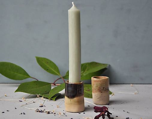 Svietidlá - Svietnik na sviečku valec zelenokovová glazúra - 17940183_