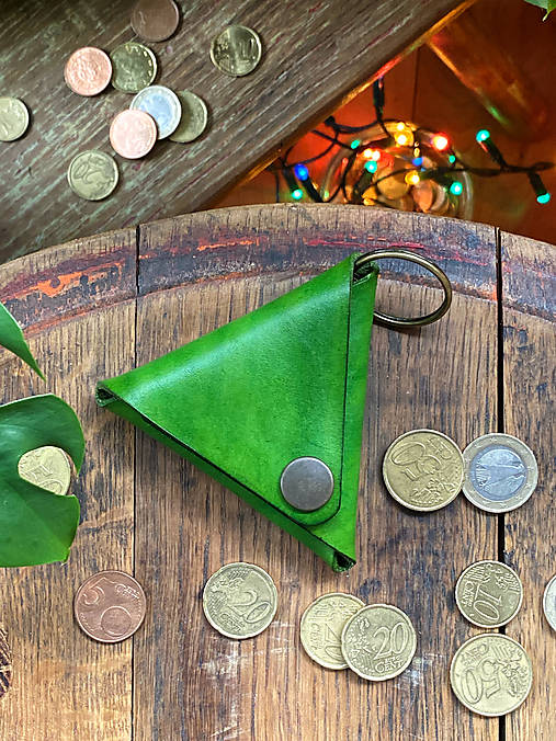 Peňaženky - Kožený TROJUHOLNÍK..na mince - 17940021_