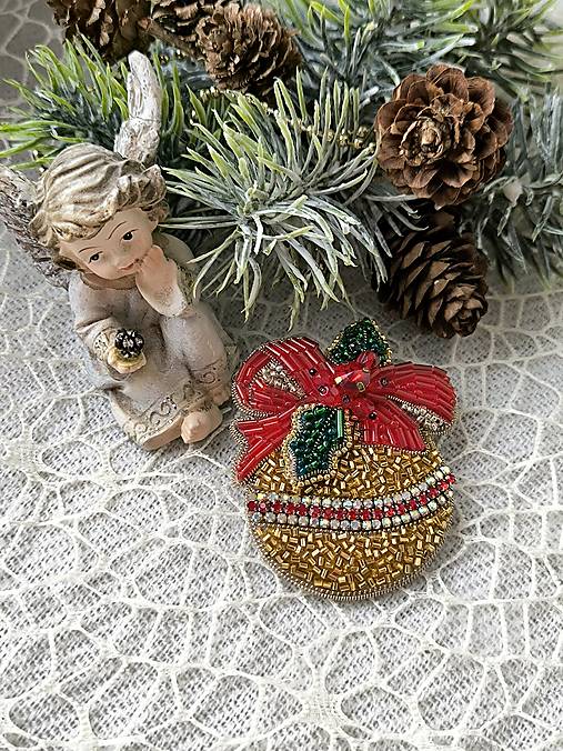 Brošne - Vianočna guľa- brošňa - 17940915_