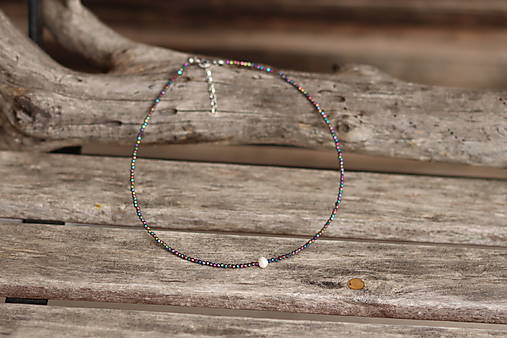 Náhrdelník zirkon lila flash, perla