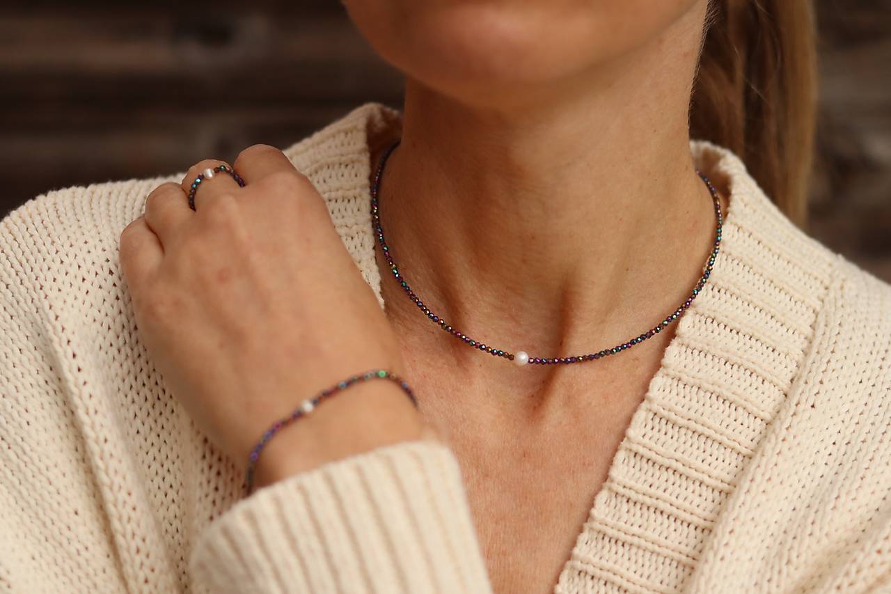 3-dielny set - zirkon, perla