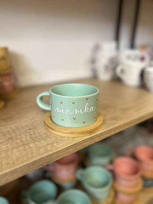 Ručne maľovaná šálka (Mamka - mint)