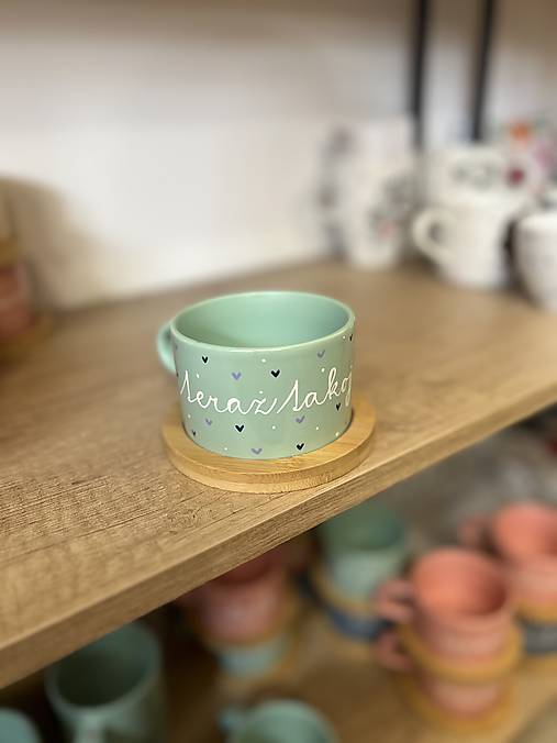 Ručne maľovaná šálka (Teraz takoj - mint)