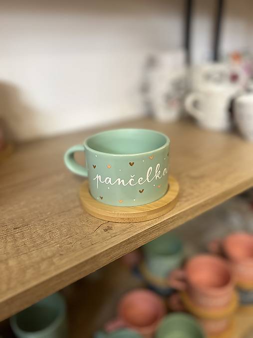 Ručne maľovaná šálka (Pančelka - mint)