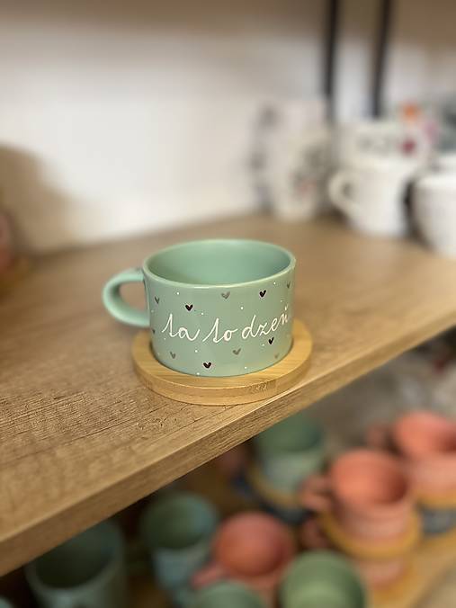 Ručne maľovaná šálka (Ta to dzeň - mint)