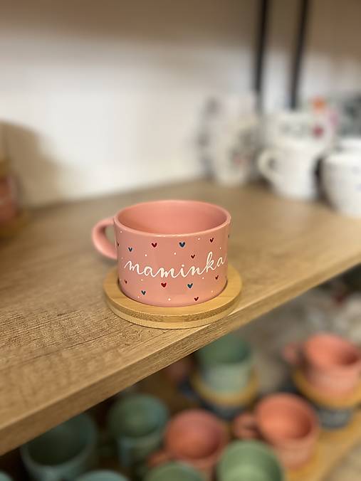 Ručne maľovaná šálka (Maminka - ružová)