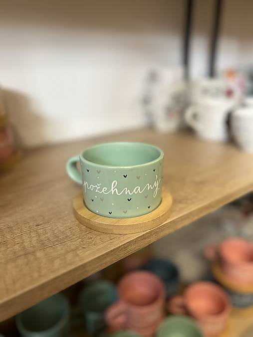 Ručne maľovaná šálka (Požehnaný - mint)