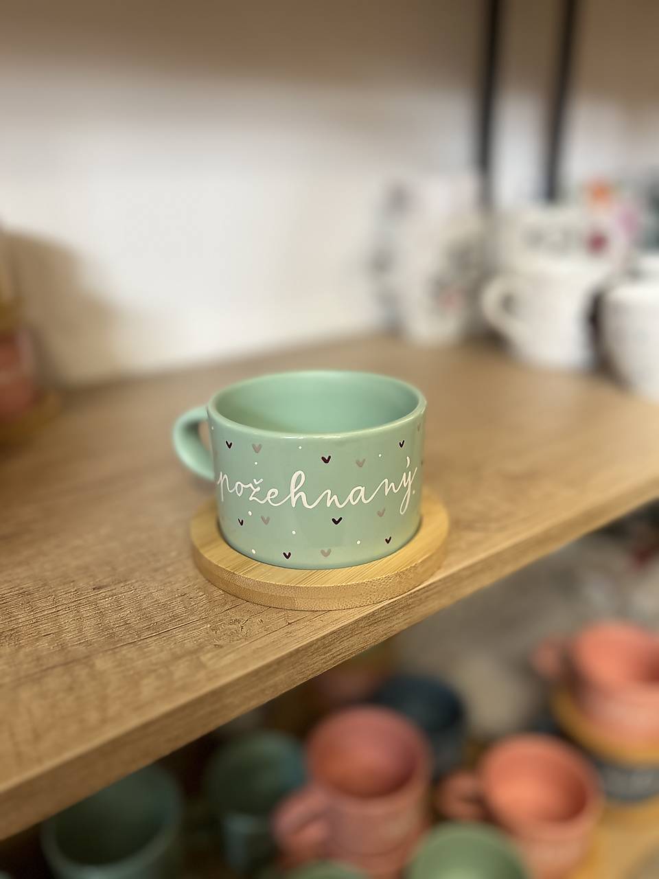 Ručne maľovaná šálka (Požehnaný - mint)