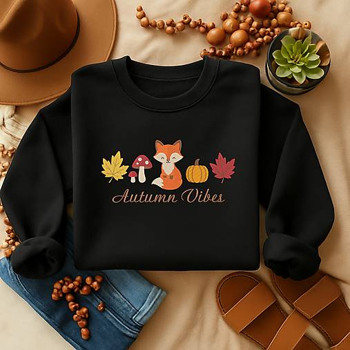 Mikiny - Mikina s vyšitým jesenným motívom - 17939438_