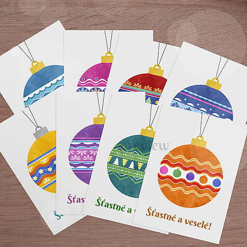 Papiernictvo - Vianočná pohľadnica - vianočná guľa Middle ornament - 17940116_