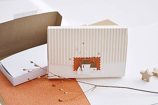 Papiernictvo - Vianočná krabička s POP UP pozdravom - darček s mašľou - 17945538_