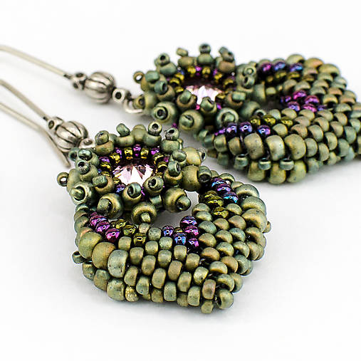 náušnice MOODS Élégance (Fialová/Zelená)