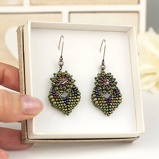 náušnice MOODS Élégance (Fialová/Zelená)