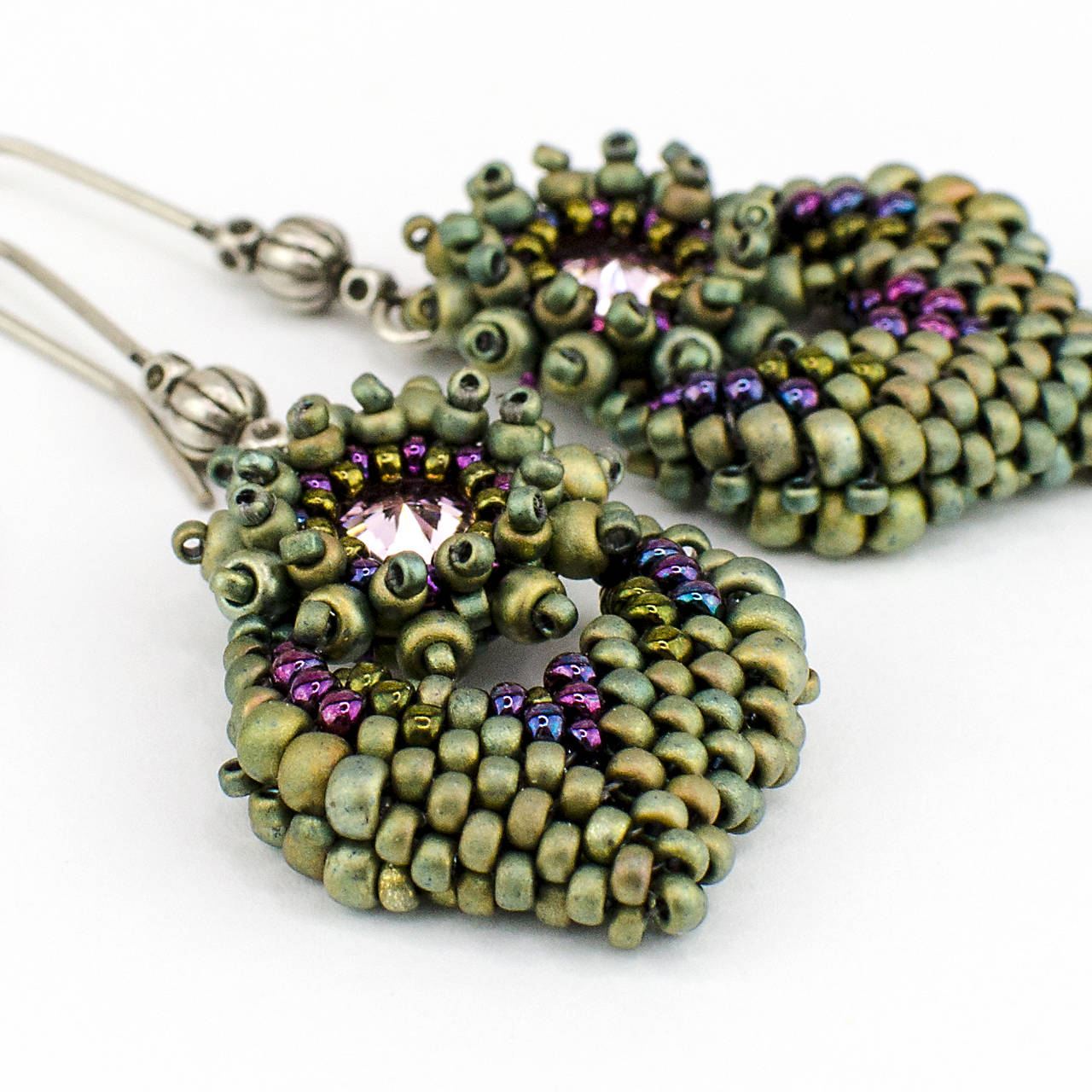 náušnice MOODS Élégance (Fialová/Zelená)