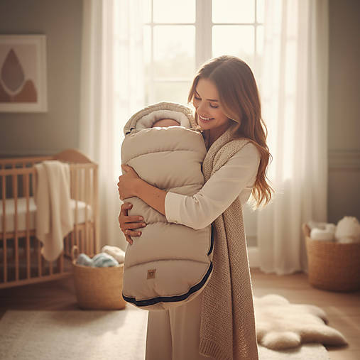 Detský textil - Zimný fusak pre novorodencov / svetlo béžový - 17944058_