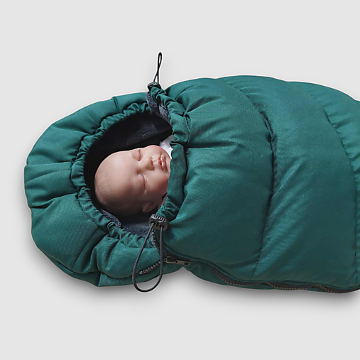 Zimný fusak 2v1 pre novorodencov / smaragdový s dvoma poklopmi