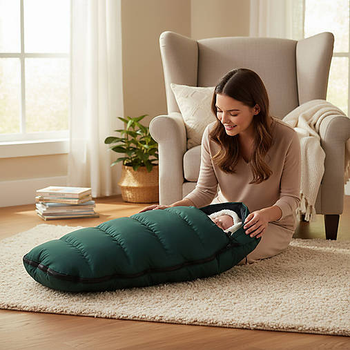 Zimný fusak 2v1 pre novorodencov / smaragdový s dvoma poklopmi