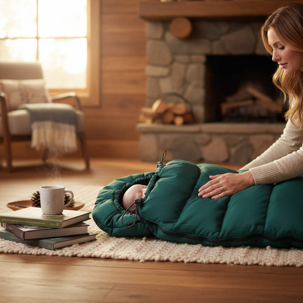 Zimný fusak 2v1 pre novorodencov / smaragdový s dvoma poklopmi