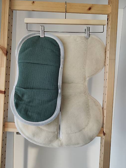 Detský textil - VLNIENKA novorodenecká zmenšovacia vložka do autosedačky Cybex Aton B2 proti poteniu a prechladnutiu Mušelin Green - 17943731_
