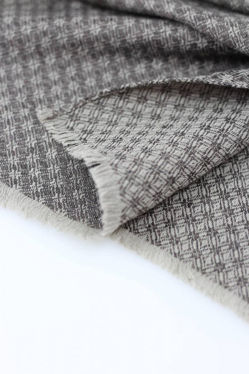 Pánsky hrejivý ľanový šál s hnedým diamantovým vzorom v darčekovom balení "Berry"