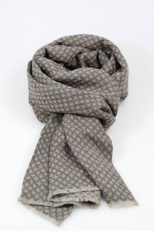 Pánsky hrejivý ľanový šál s hnedým diamantovým vzorom v darčekovom balení "Berry"