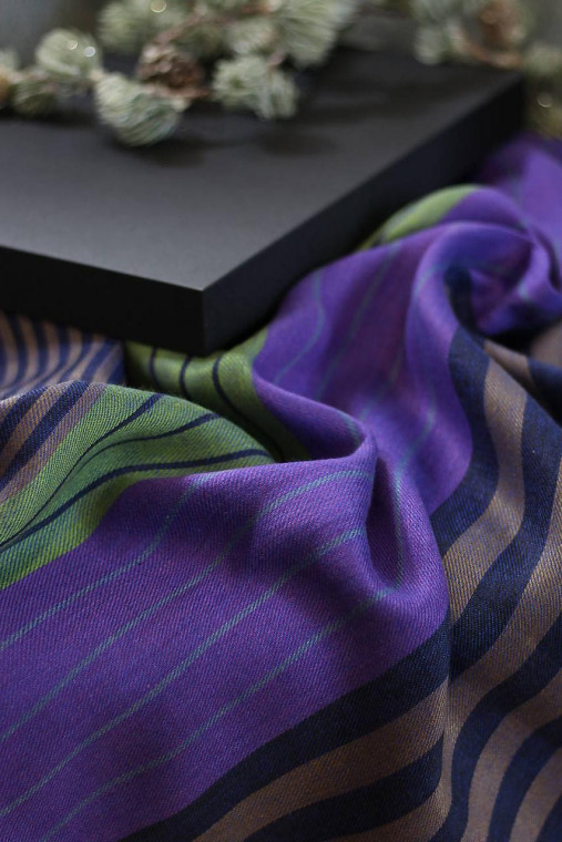 Veľká štýlová pestrofarebná ľanová šatka 60x190cm "Lorgues"