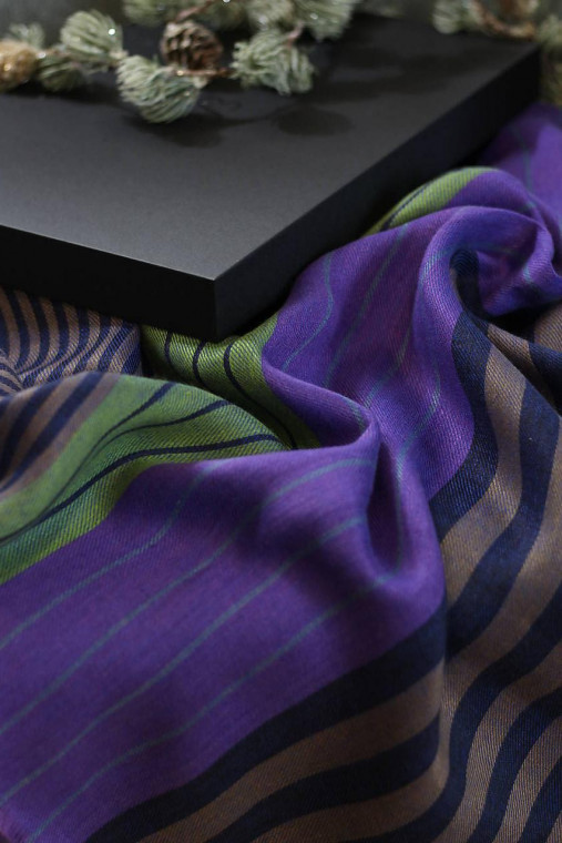 Veľká štýlová pestrofarebná ľanová šatka 60x190cm "Lorgues"