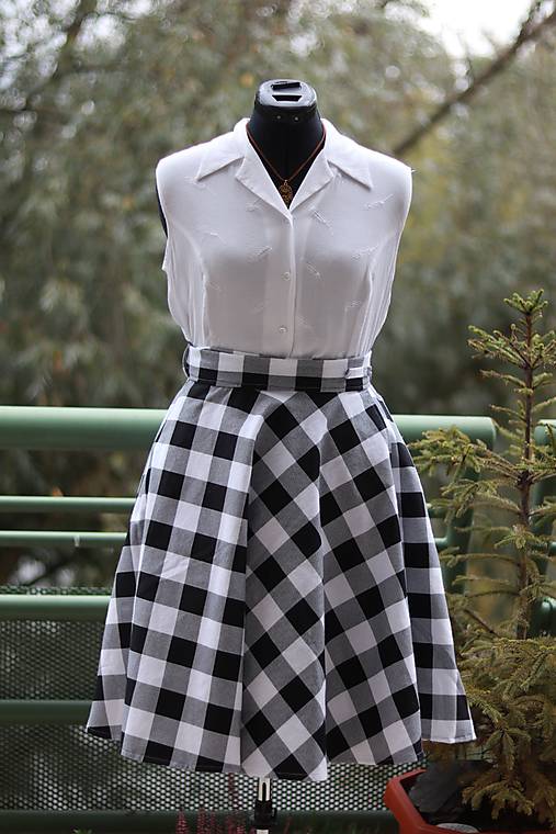 Sukne - Flanelová zavinovací sukně (Čierno-biela) - 17945091_