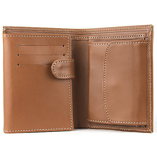 Pánske tašky - Pánska kožená peňaženka o svetlo hnedej farbe - 17943093_