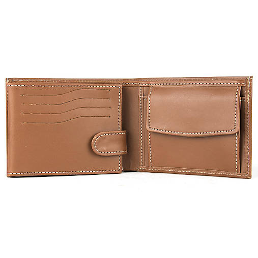 Pánske tašky - Pánska peňaženka z pravej kože vo svetlo hnedej farbe - 17943142_