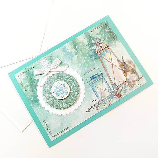 Papiernictvo - Vianočná guľa / zimná rozprávka - vianočný pozdrav, pohľadnica - 17941989_