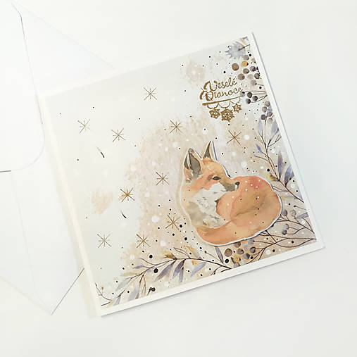 Papiernictvo - VIANOČNÁ POHĽADNICA - "Líška" - Pozdrav - 17945703_