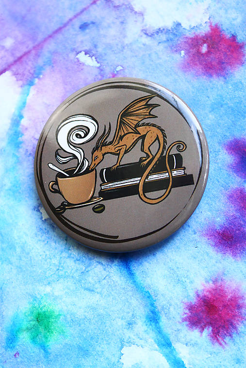 Brošne - Odznak | Kávový dráčik v.2 - 17944581_