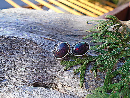 Strieborné náušnice Ag925 Čierný opál