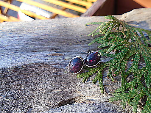 Strieborné náušnice Ag925 Čierný opál